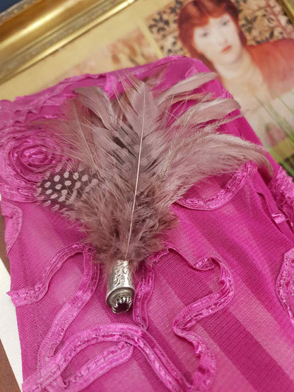 Vintage Victorian Scottish Feather Plume Garnet Brooch Red Grouse Pin Antique