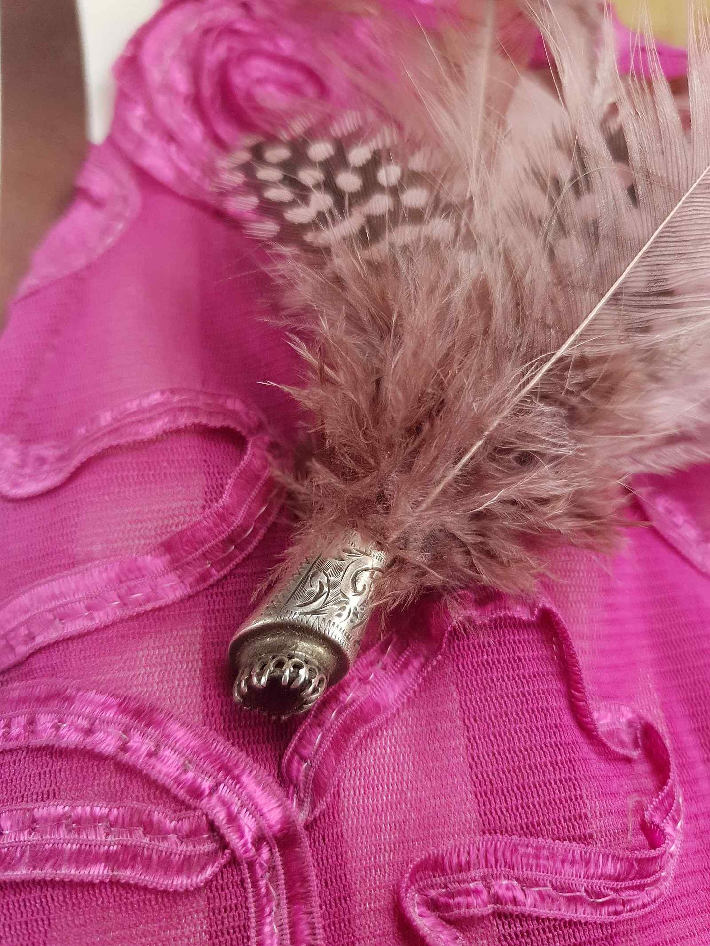 Vintage Victorian Scottish Feather Plume Garnet Brooch Red Grouse Pin Antique