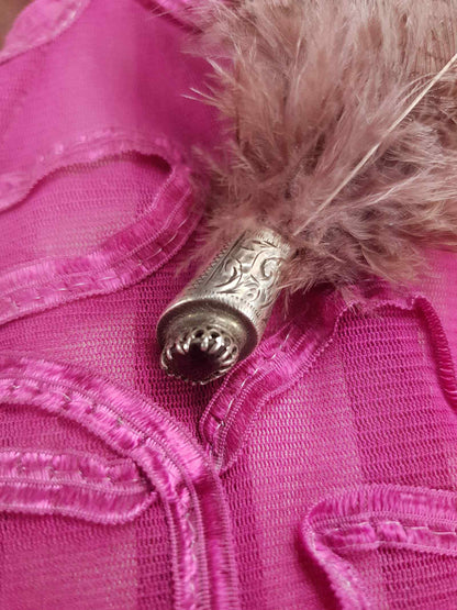 Vintage Victorian Scottish Feather Plume Garnet Brooch Red Grouse Pin Antique