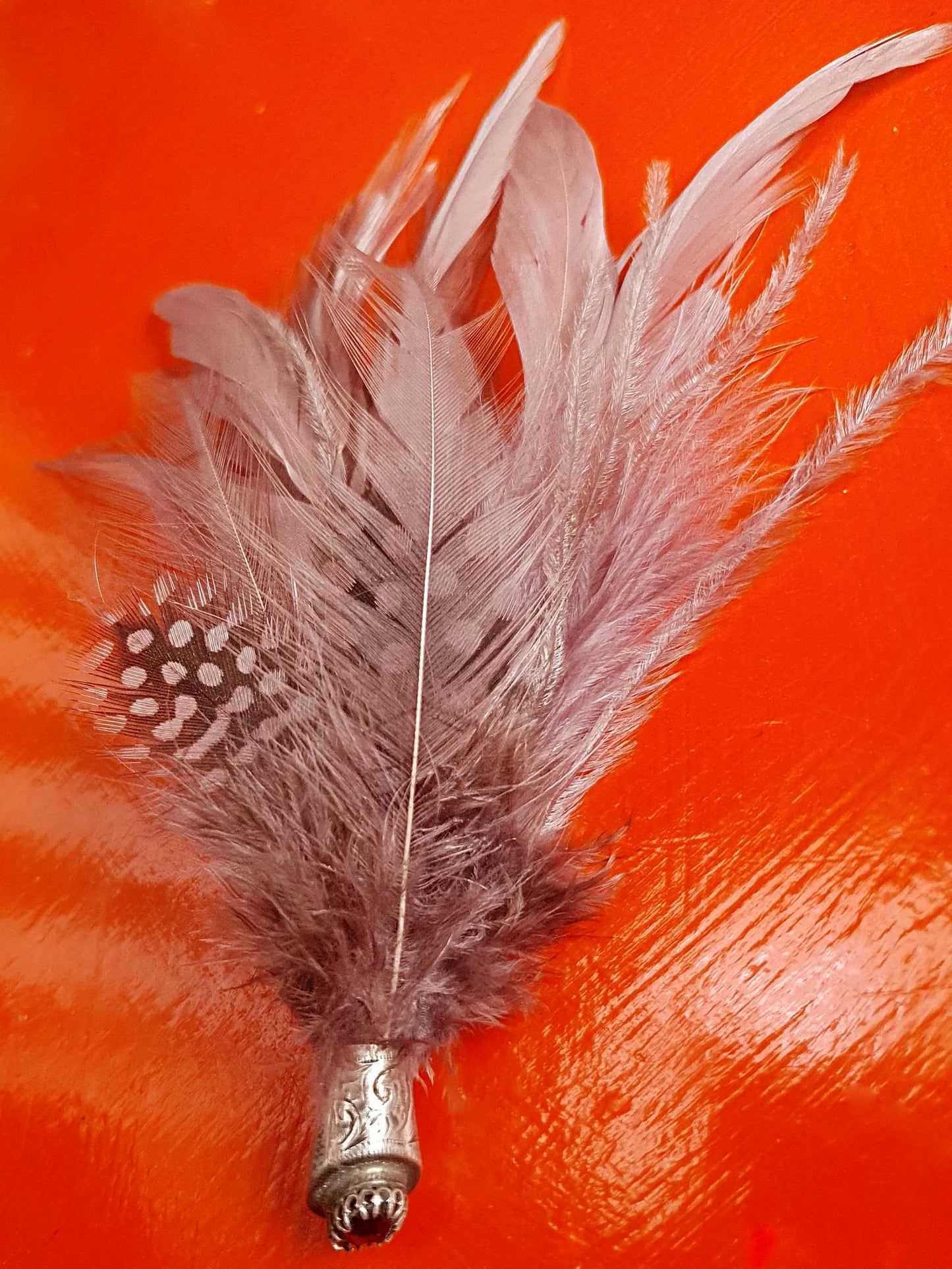 Vintage Victorian Scottish Feather Plume Garnet Brooch Red Grouse Pin Antique