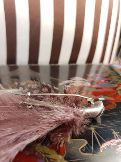 Vintage Victorian Scottish Feather Plume Garnet Brooch Red Grouse Pin Antique