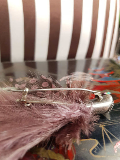 Vintage Victorian Scottish Feather Plume Garnet Brooch Red Grouse Pin Antique