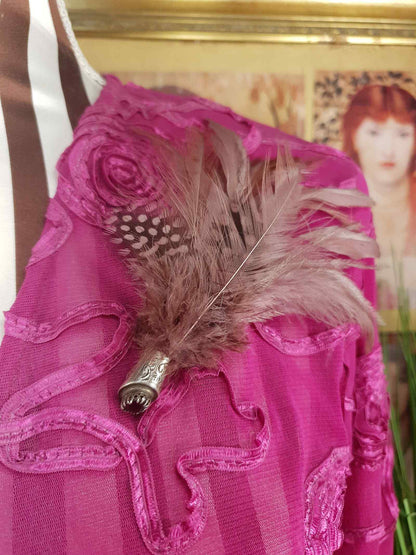 Vintage Victorian Scottish Feather Plume Garnet Brooch Red Grouse Pin Antique