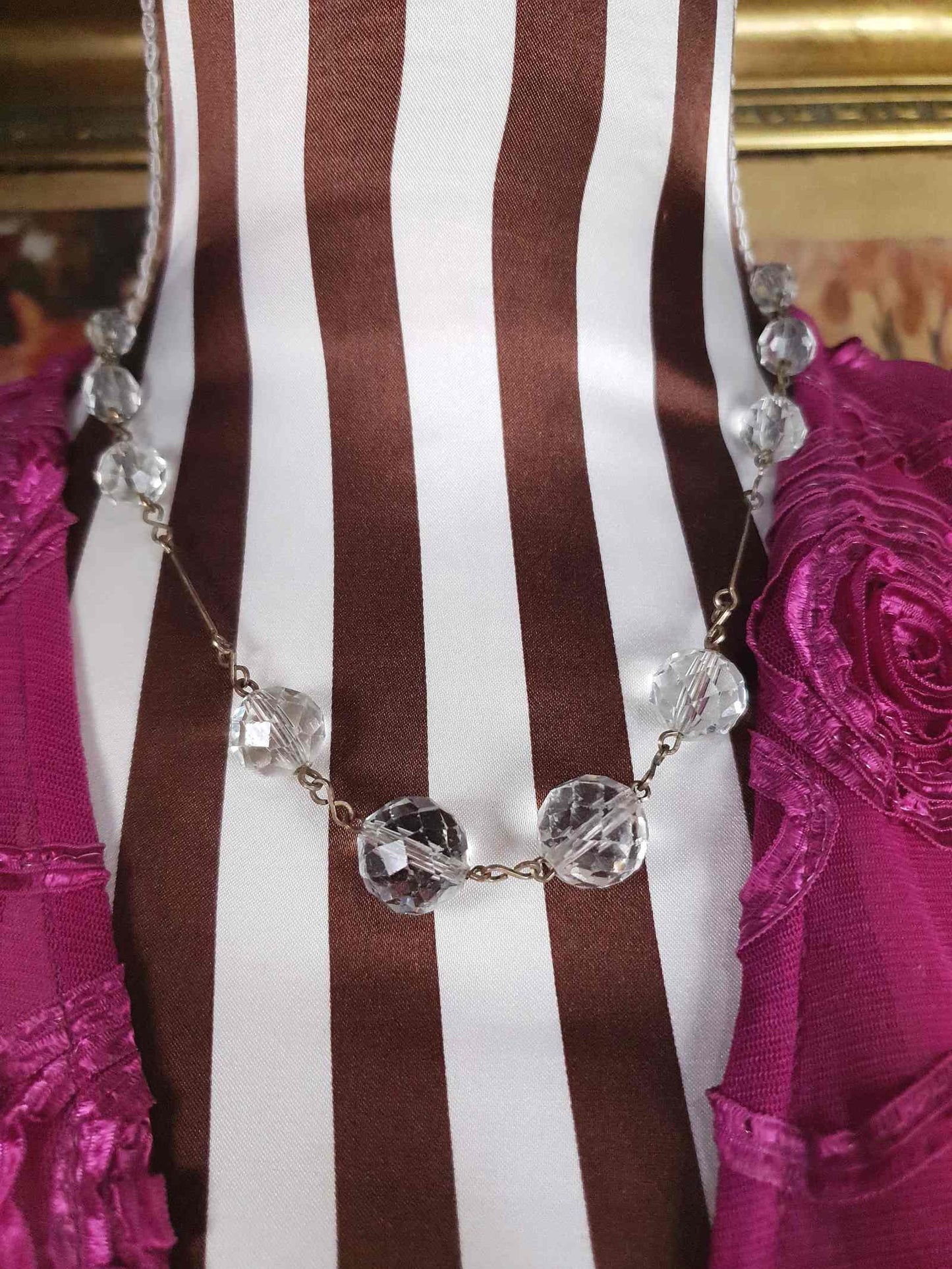 Vintage 1930s Art Deco Crystal Necklace 17.5"