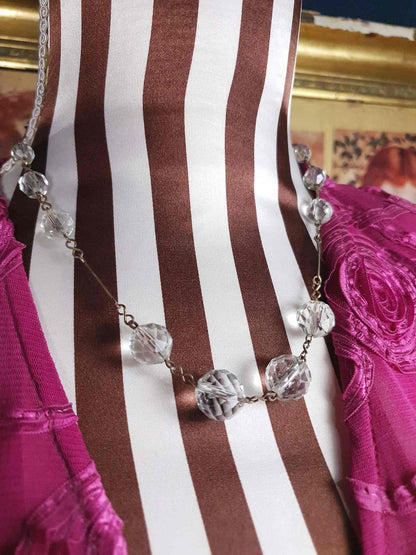 Vintage 1930s Art Deco Crystal Necklace 17.5"