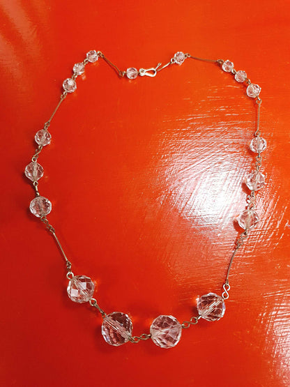 Vintage 1930s Art Deco Crystal Necklace 17.5"