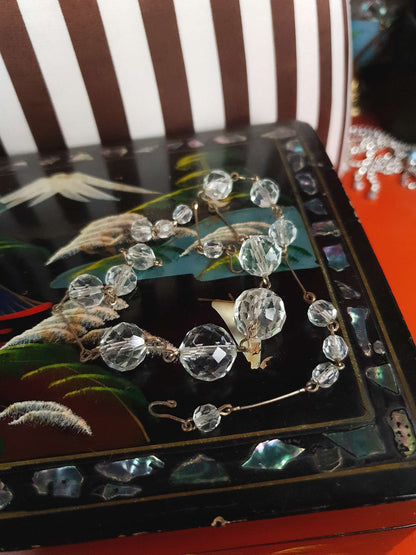 Vintage 1930s Art Deco Crystal Necklace 17.5"