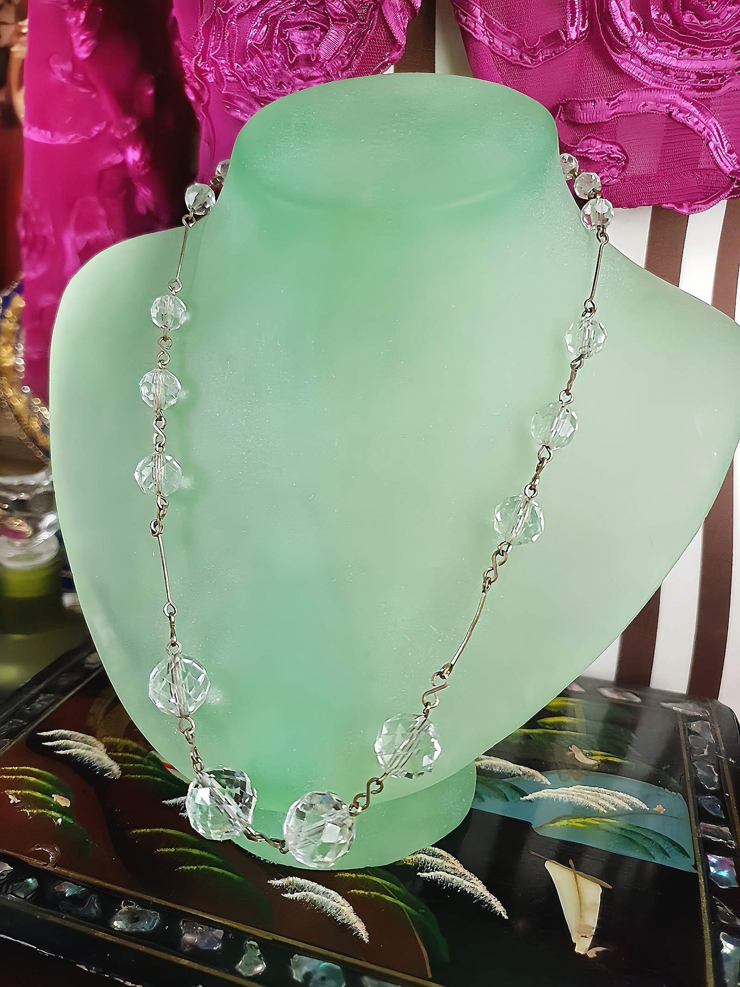 Vintage 1930s Art Deco Crystal Necklace 17.5"
