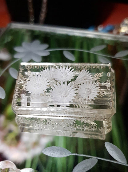 Vintage 1930s Reverse Carved Lucite Brooch Art Deco Floral Flower French RARE