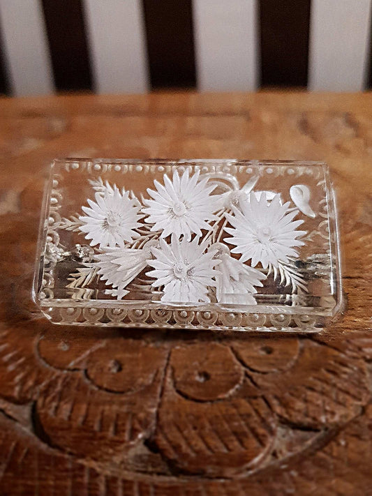 Vintage 1930s Reverse Carved Lucite Brooch Art Deco Floral Flower French RARE
