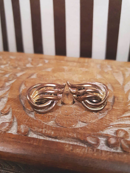 Vintage 1950s Flame Earrings Copper Brass Clip-Ons Mid-Century Modern MCM