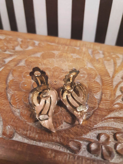 Vintage 1950s Flame Earrings Copper Brass Clip-Ons Mid-Century Modern MCM