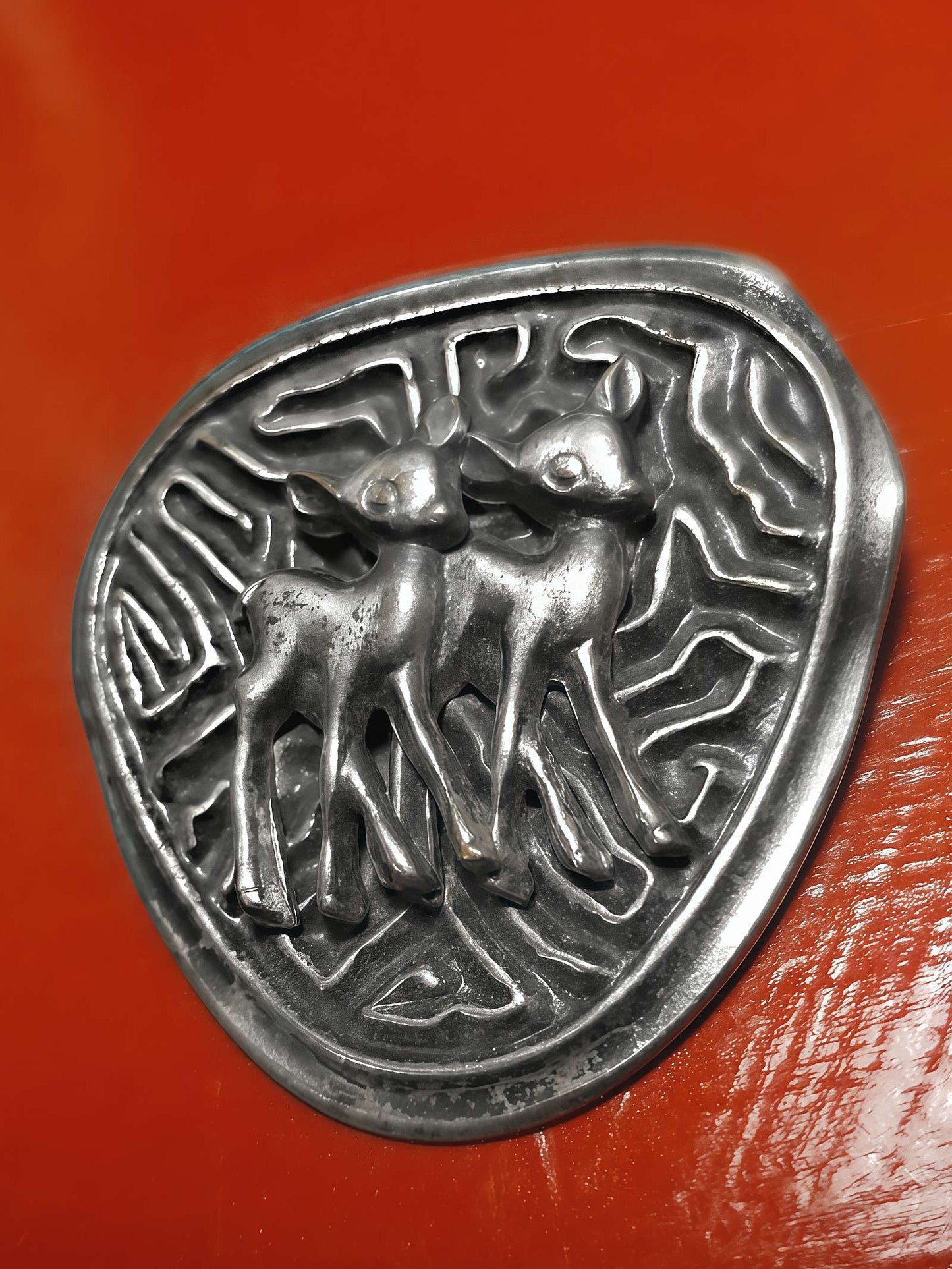 Vintage 1950s Pewter Deer Brooch Artisan Mid-Century