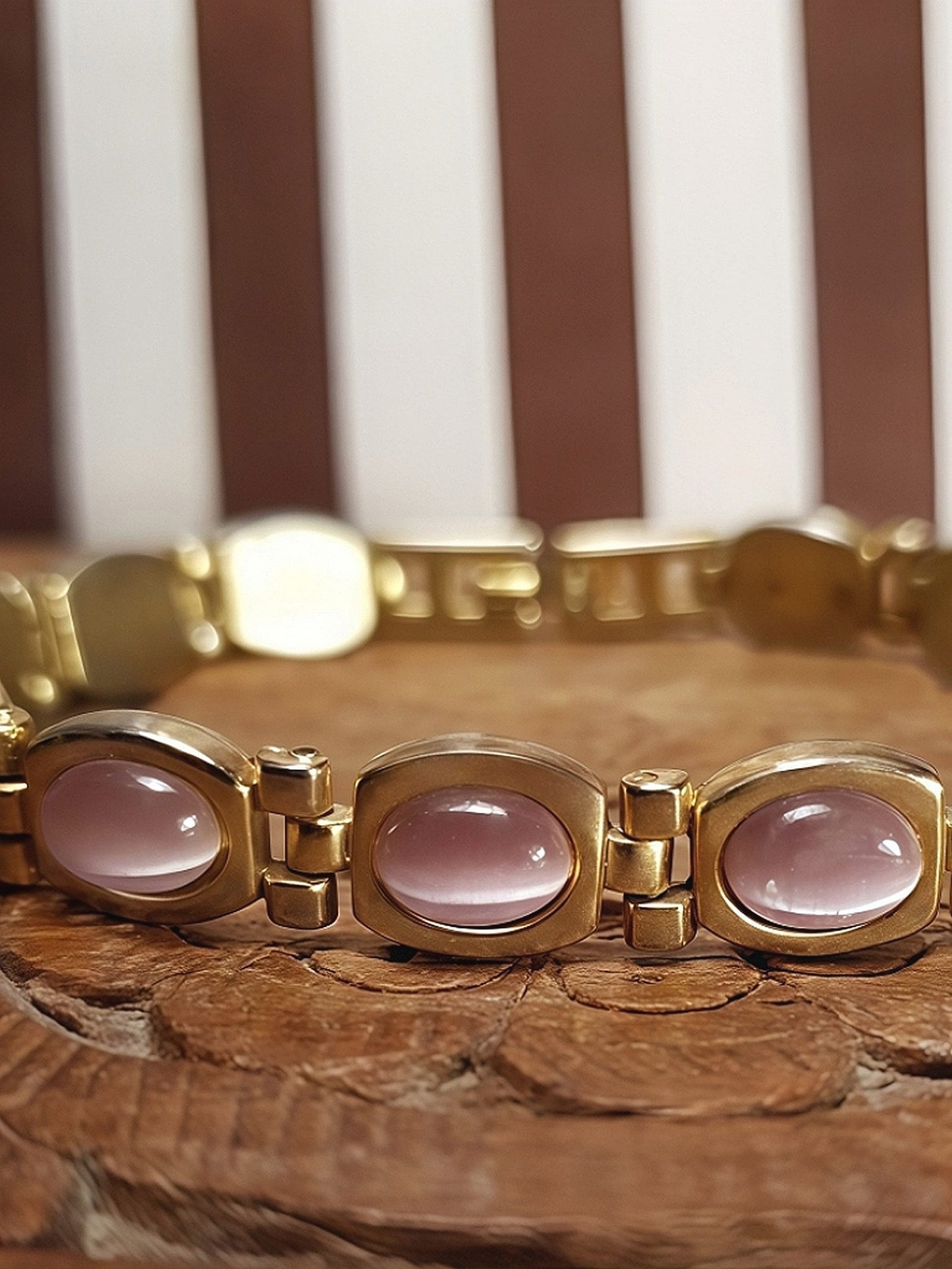 Vintage 1950s Bracelet Lilac Moonglow Mid-Century Gold-Tone MCM