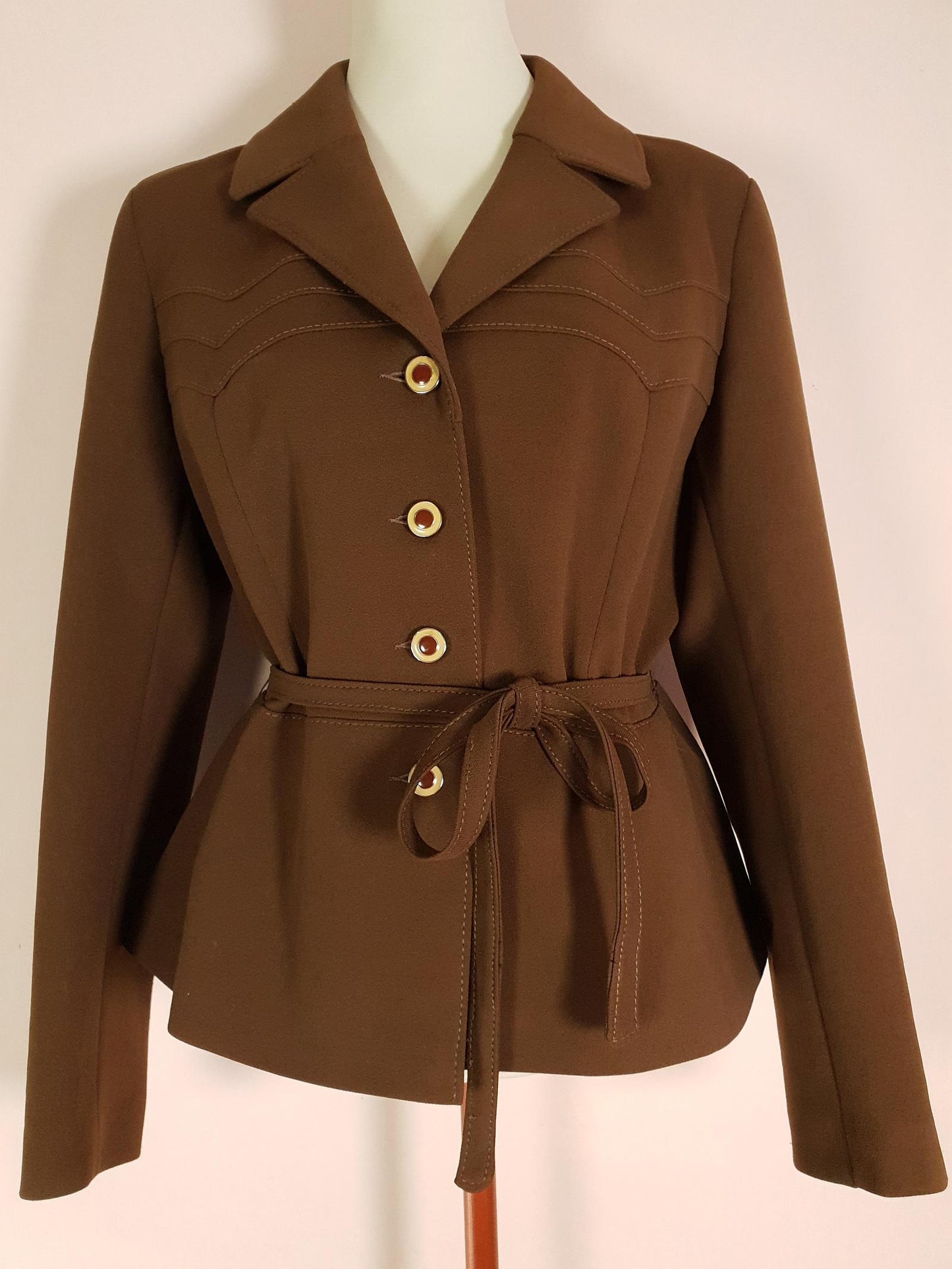 Vintage Brown Jacket 1960s Belted Blazer Oversized