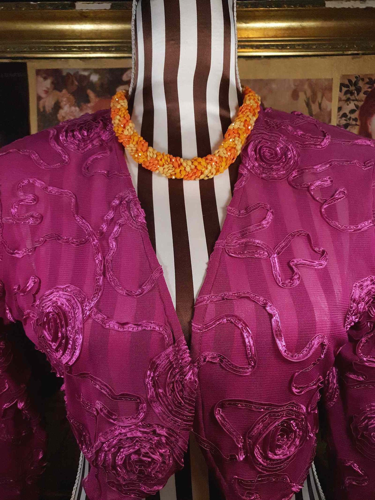 Vintage 1960s Orange Bead Necklace Choker Retro Hong Kong Signed