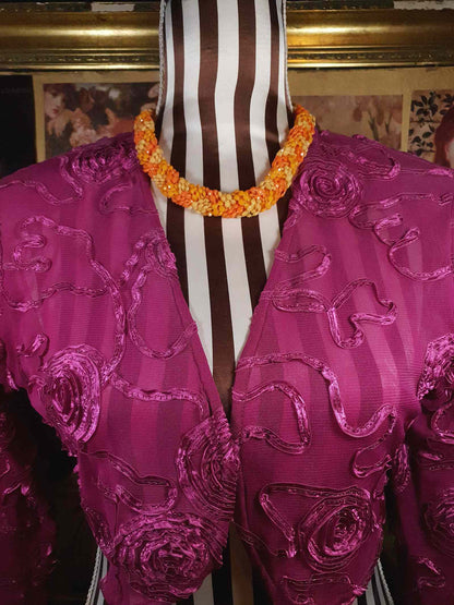 Vintage 1960s Orange Bead Necklace Choker Retro Hong Kong Signed