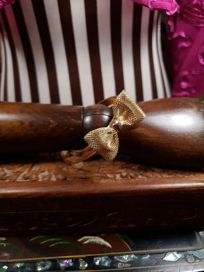 Vintage 1970s Bow Bracelet Bangle Gold Tone Retro