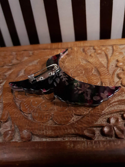 Vintage 1970s Hummingbird Brooch Lucite Flying Bird - Rare