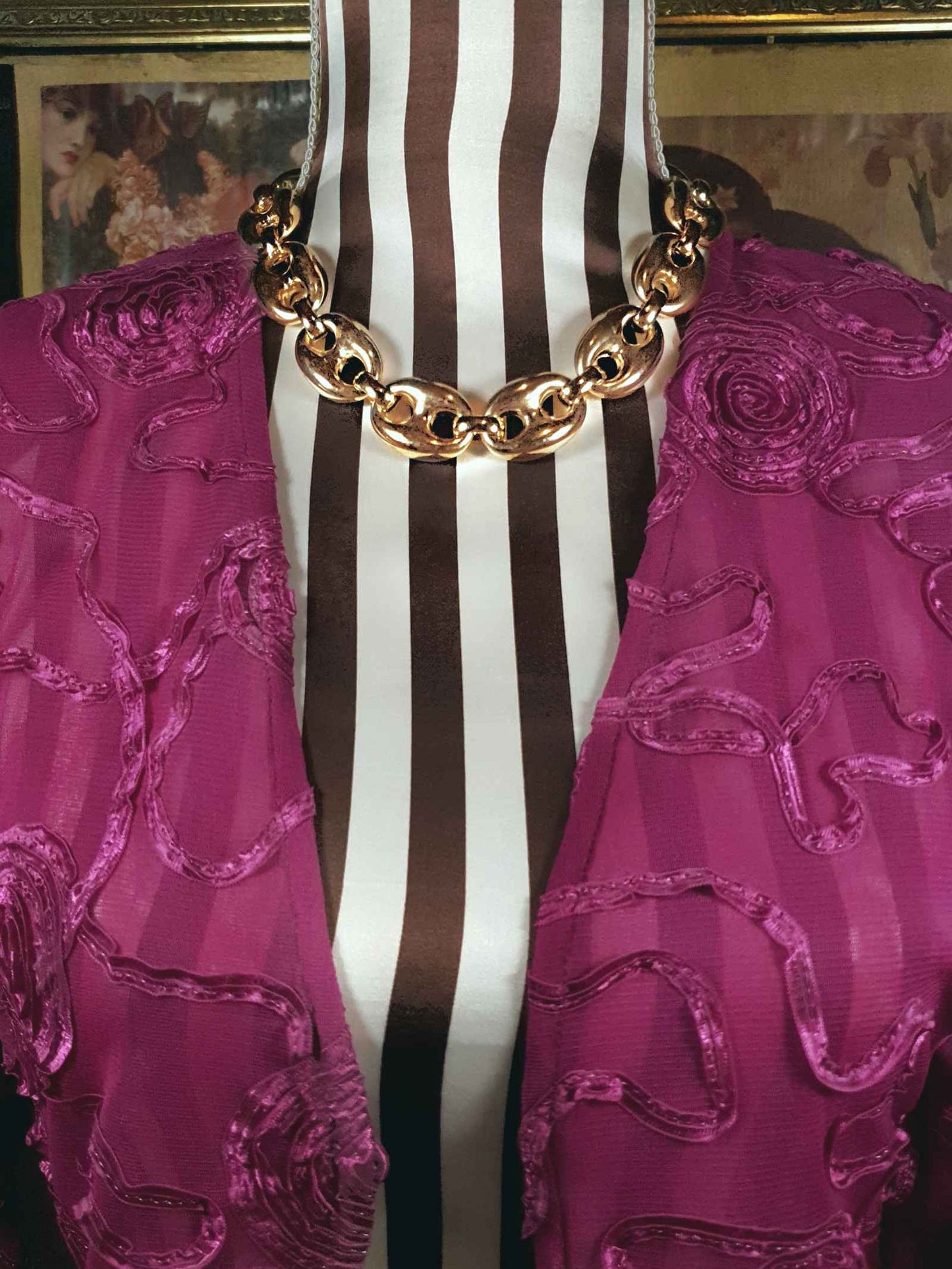 Vintage 1970s Chunky Chain Necklace Choker 16"-18" Modernist Gold Tone Retro