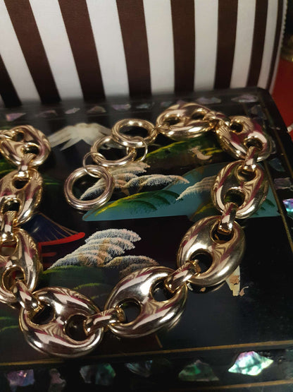 Vintage 1970s Chunky Chain Necklace Choker 16"-18" Modernist Gold Tone Retro