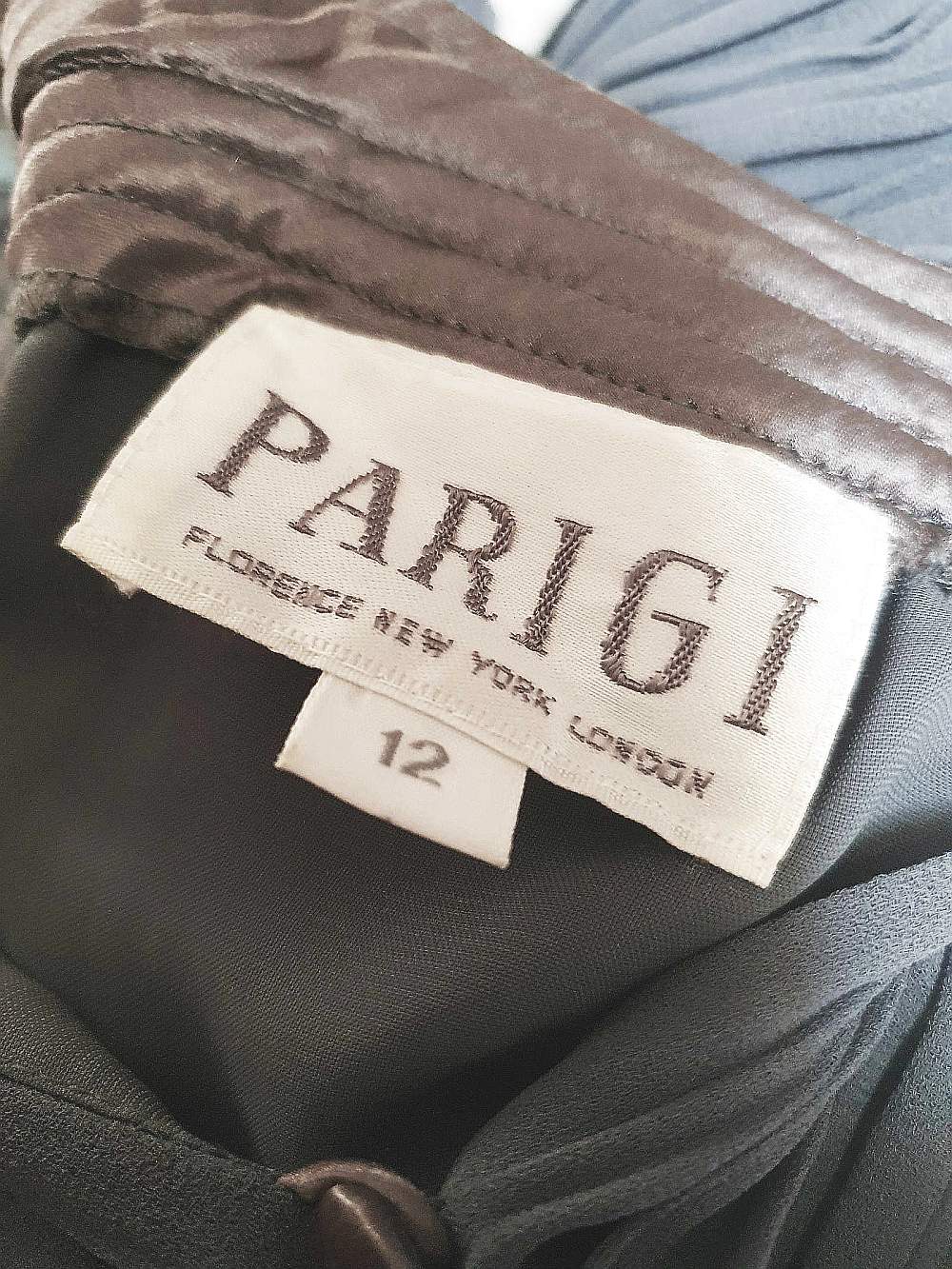 Vintage 1970s Grey Pleat Dress Parigi Chiffon Evening Party - Size 12 Midi