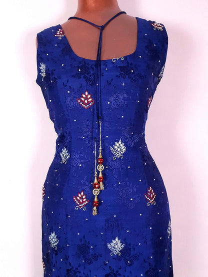 1970s Vintage Purple Silk Kaftan Boho Dress  Beaded Rhinestone - Size 10 Bohemian