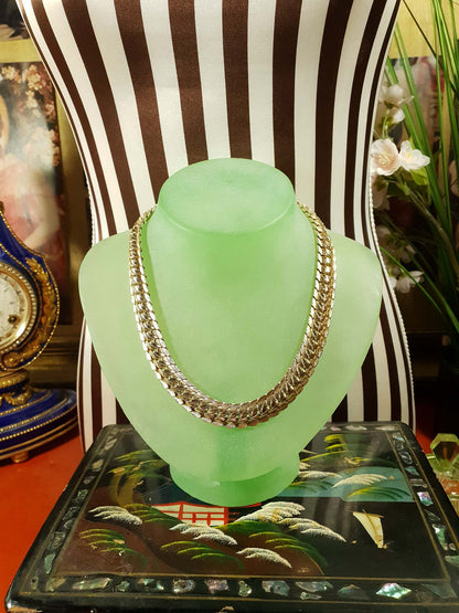 Vintage 1970s Choker Necklace 16" Snake Chain Gold Tone Retro