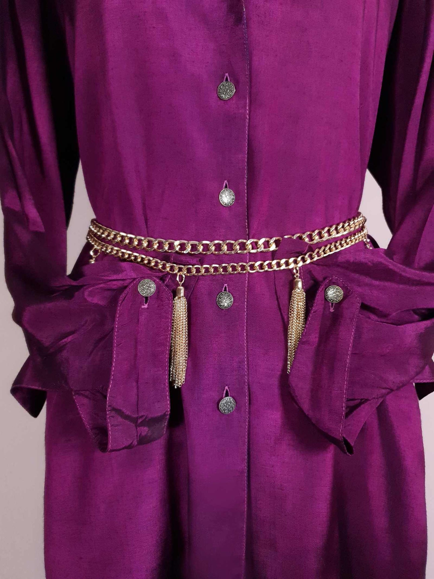 Vintage 1980s Purple Dress Top Shirt Blouse Silk/Rayon Blend