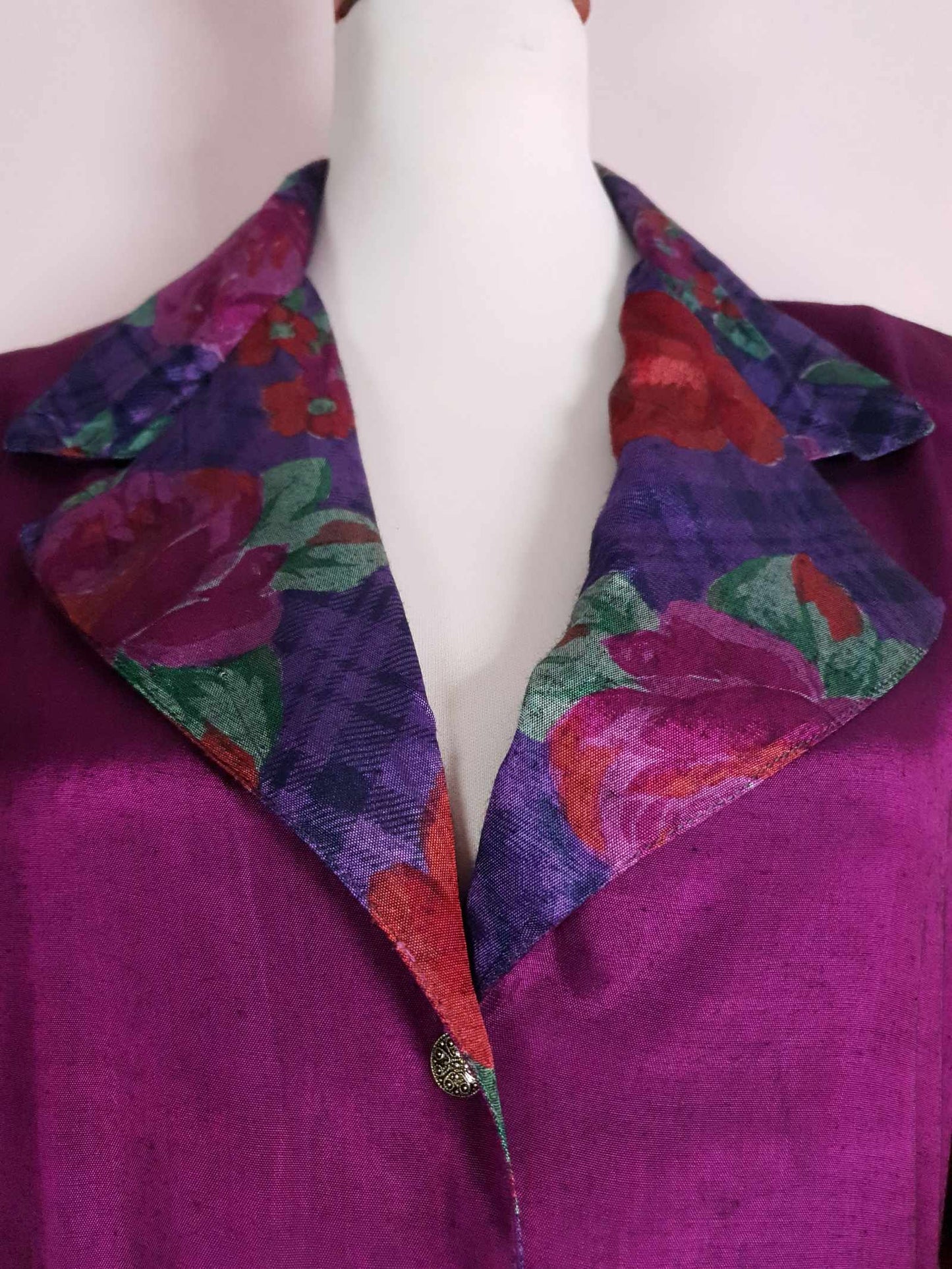 Vintage 1980s Purple Dress Top Shirt Blouse Silk/Rayon Blend