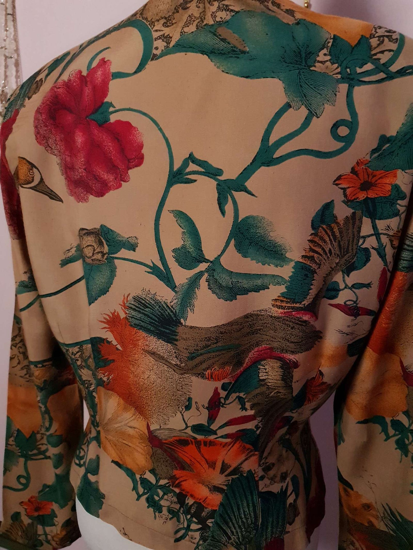 Beautiful Boho 80s Vintage Bohemian Bird Blouse Shirt - Size 14
