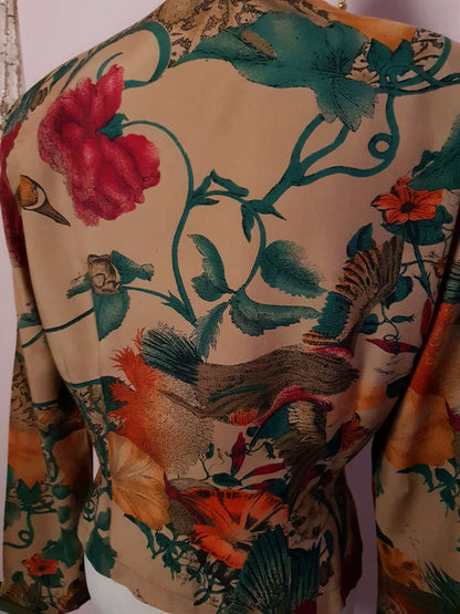 Beautiful Boho 80s Vintage Bohemian Bird Blouse Shirt - Size 14