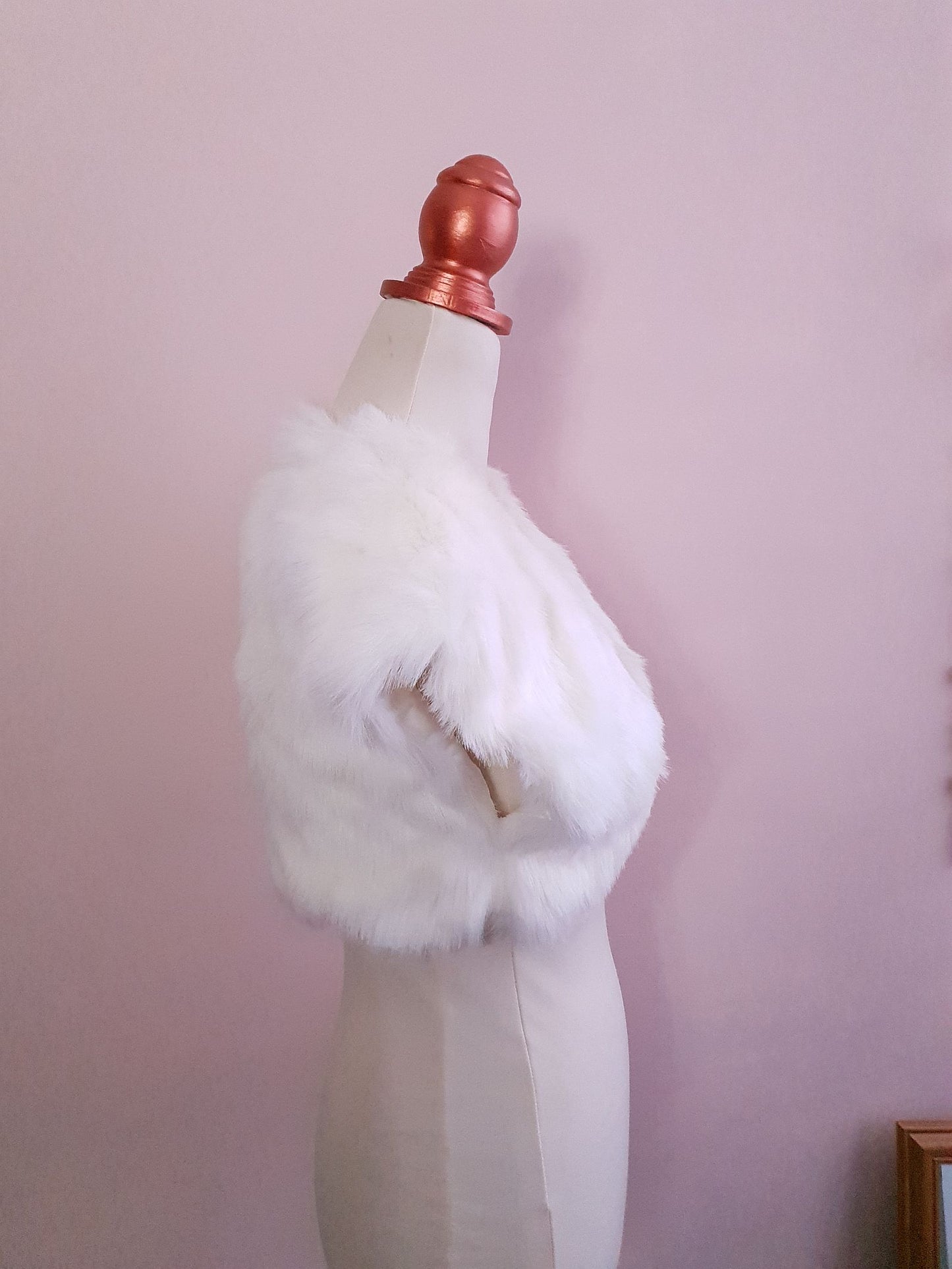 Vintage White Faux Fur Gilet Bolero 1990s Size 10/12